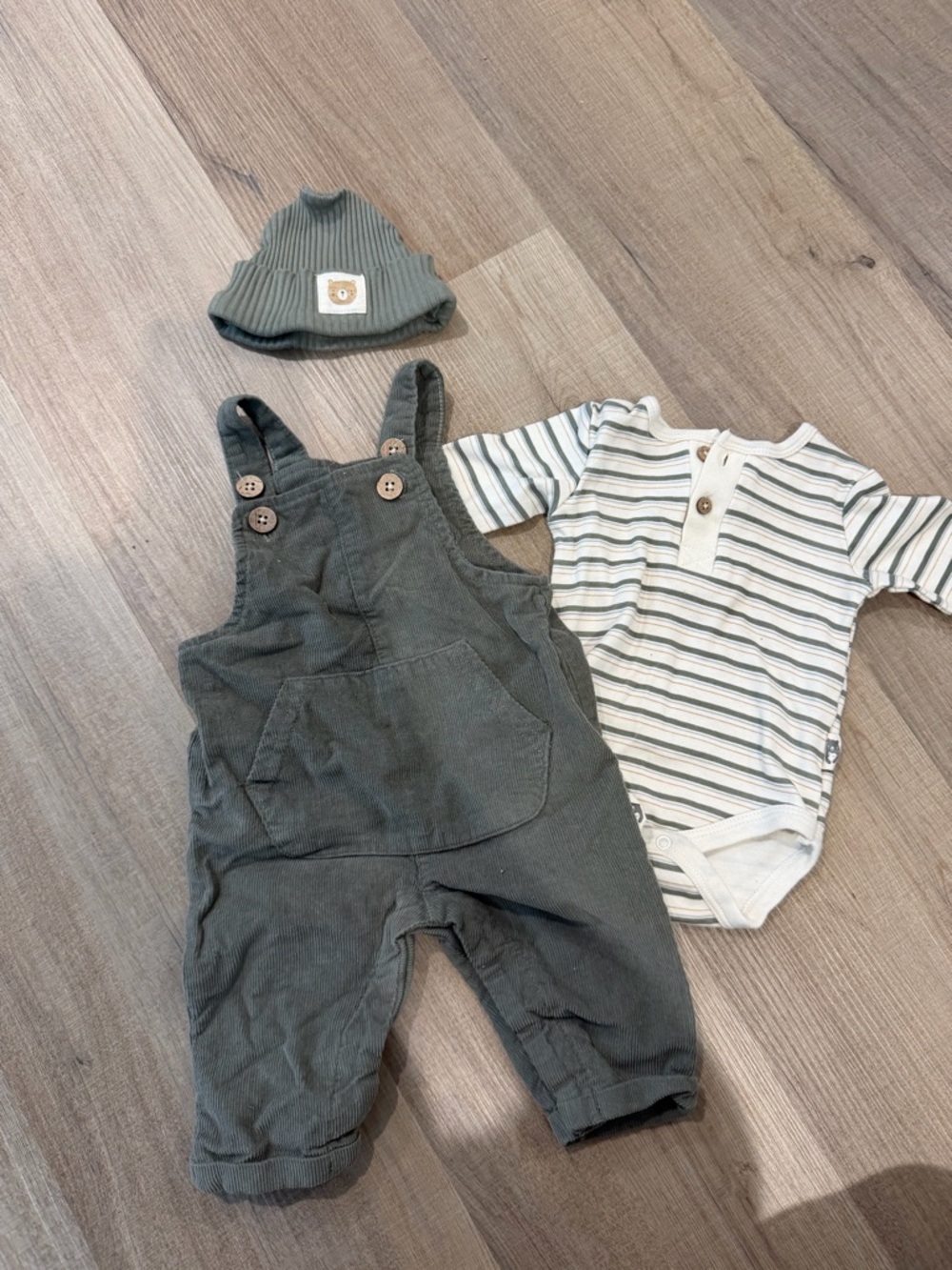 Rabbit and Bear Organic 3 piece Overalls Set